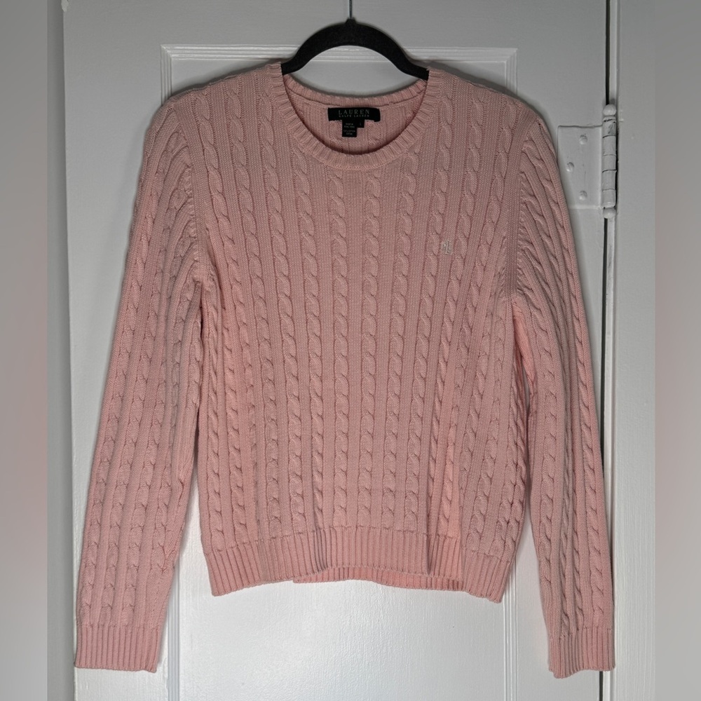 Ralph Lauren Powder Pink Cable Knit Sweater